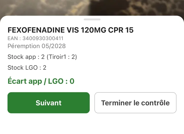 Contrôle de stock : stock de l'application, stock du logiciel et écart